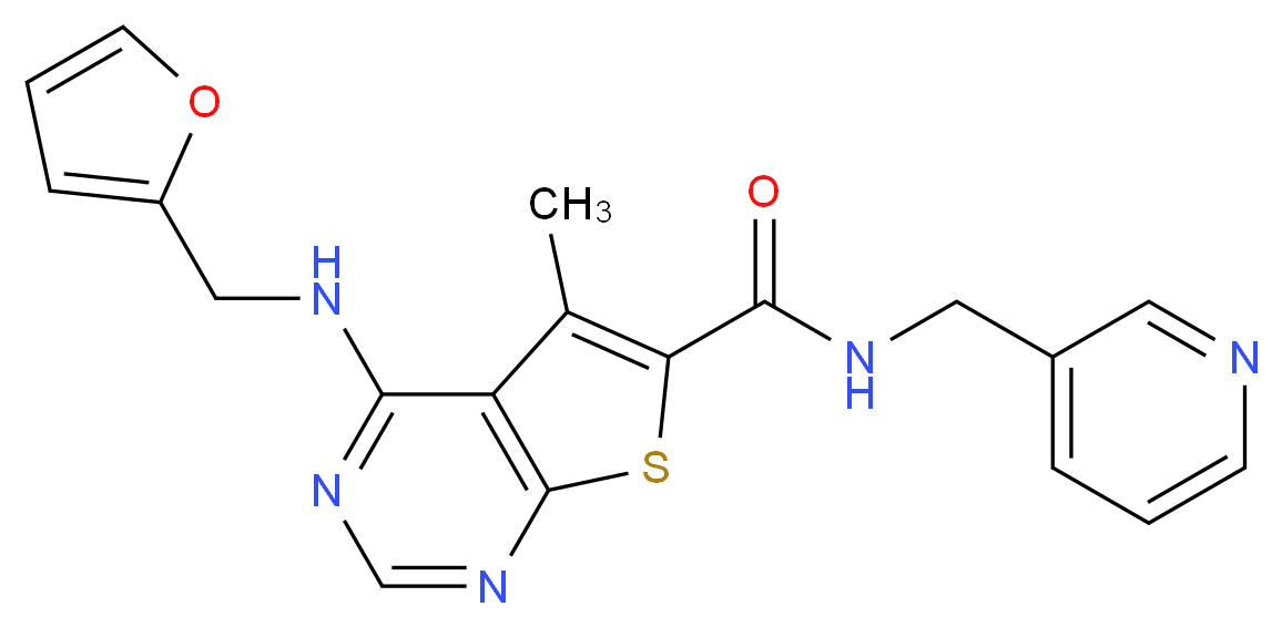 4-[(2-furylmethyl)amino]-5-methyl-N-(3-pyridinylmethyl)thieno[2,3-d]pyrimidine-6-carboxamide_分子结构_CAS_)