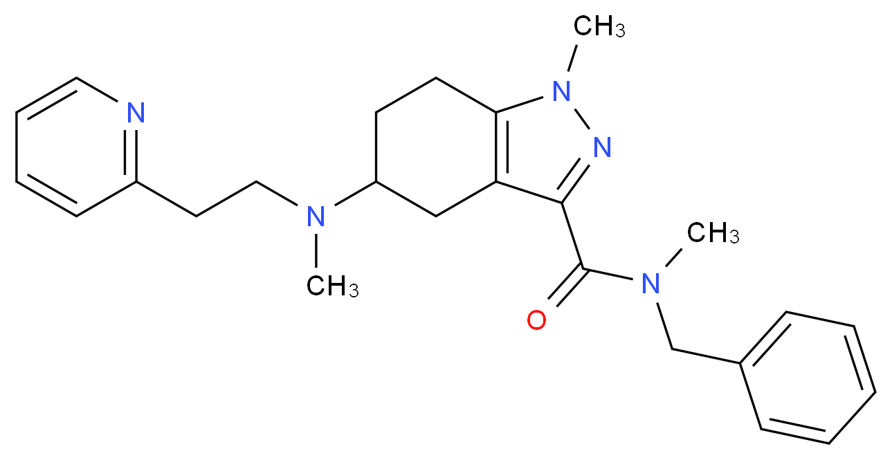 N-benzyl-N,1-dimethyl-5-{methyl[2-(2-pyridinyl)ethyl]amino}-4,5,6,7-tetrahydro-1H-indazole-3-carboxamide_分子结构_CAS_)