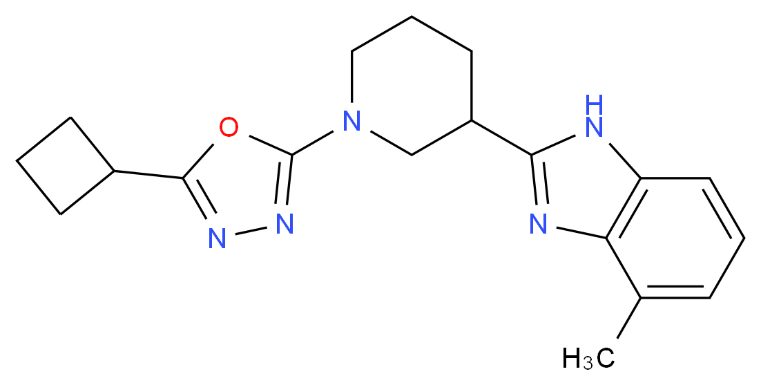 2-[1-(5-cyclobutyl-1,3,4-oxadiazol-2-yl)piperidin-3-yl]-4-methyl-1H-benzimidazole_分子结构_CAS_)