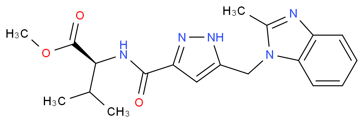 methyl N-({5-[(2-methyl-1H-benzimidazol-1-yl)methyl]-1H-pyrazol-3-yl}carbonyl)-L-valinate_分子结构_CAS_)