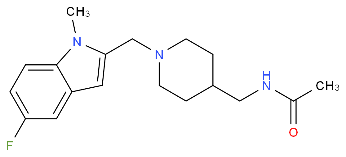 N-({1-[(5-fluoro-1-methyl-1H-indol-2-yl)methyl]-4-piperidinyl}methyl)acetamide_分子结构_CAS_)