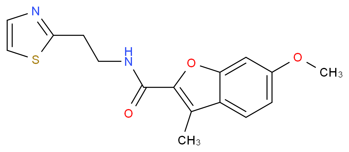 6-methoxy-3-methyl-N-[2-(1,3-thiazol-2-yl)ethyl]-1-benzofuran-2-carboxamide_分子结构_CAS_)