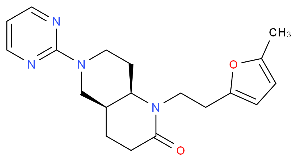 (4aS*,8aR*)-1-[2-(5-methyl-2-furyl)ethyl]-6-pyrimidin-2-yloctahydro-1,6-naphthyridin-2(1H)-one_分子结构_CAS_)