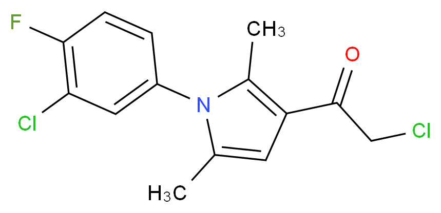 2-chloro-1-[1-(3-chloro-4-fluorophenyl)-2,5-dimethyl-1H-pyrrol-3-yl]ethan-1-one_分子结构_CAS_315710-83-9