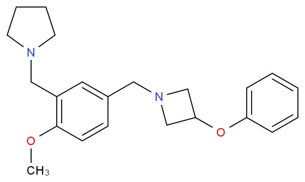 1-{2-methoxy-5-[(3-phenoxyazetidin-1-yl)methyl]benzyl}pyrrolidine_分子结构_CAS_)
