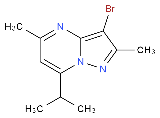 3-Bromo-7-isopropyl-2,5-dimethylpyrazolo[1,5-a]pyrimidine_分子结构_CAS_1263282-81-0)