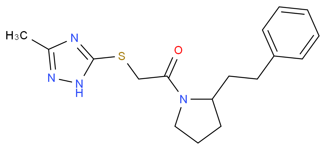3-methyl-5-({2-oxo-2-[2-(2-phenylethyl)pyrrolidin-1-yl]ethyl}thio)-1H-1,2,4-triazole_分子结构_CAS_)