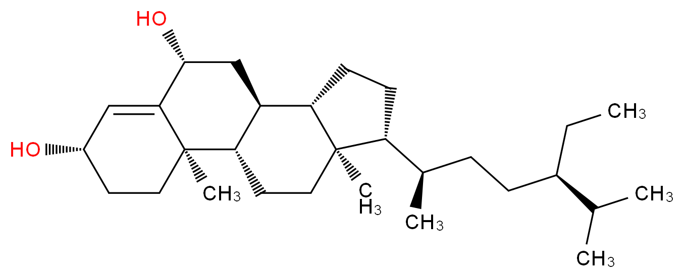 Stigmast-4-ene-3β,6β-diol_分子结构_CAS_113626-76-9)