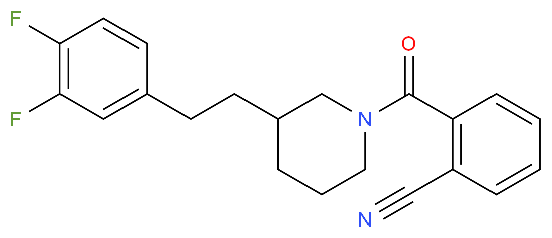 2-({3-[2-(3,4-difluorophenyl)ethyl]-1-piperidinyl}carbonyl)benzonitrile_分子结构_CAS_)