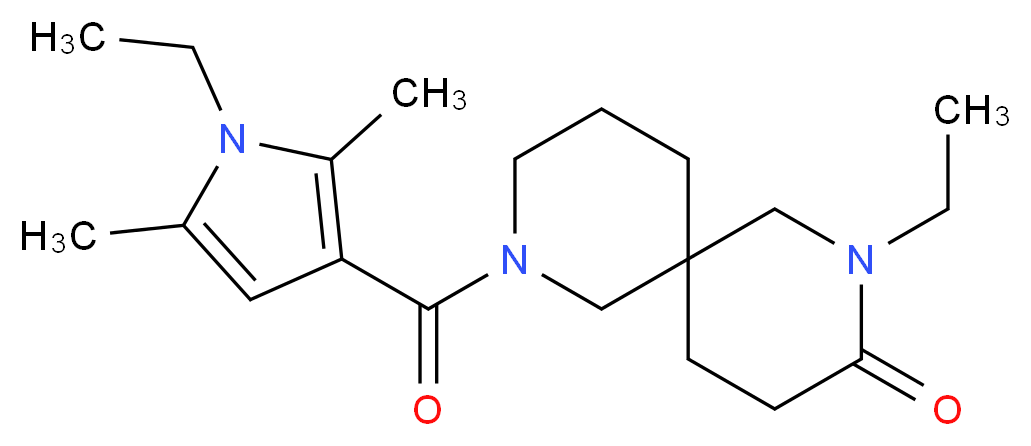 2-ethyl-8-[(1-ethyl-2,5-dimethyl-1H-pyrrol-3-yl)carbonyl]-2,8-diazaspiro[5.5]undecan-3-one_分子结构_CAS_)