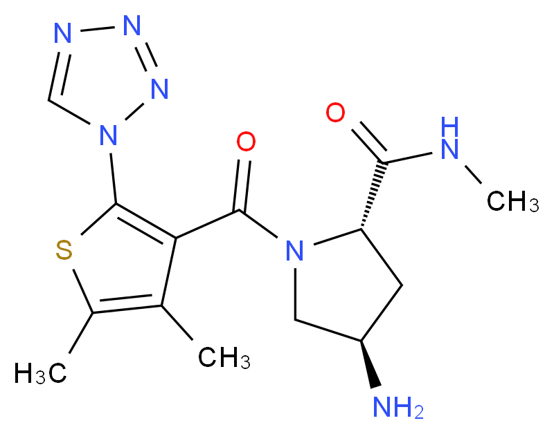 (4R)-4-amino-1-{[4,5-dimethyl-2-(1H-tetrazol-1-yl)-3-thienyl]carbonyl}-N-methyl-L-prolinamide_分子结构_CAS_)