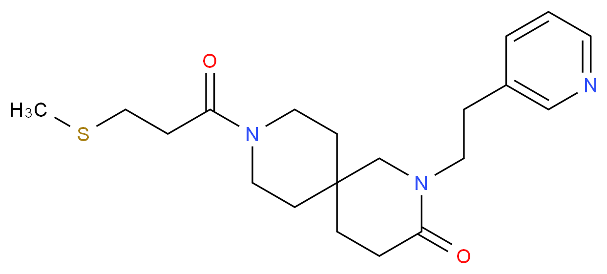9-[3-(methylthio)propanoyl]-2-(2-pyridin-3-ylethyl)-2,9-diazaspiro[5.5]undecan-3-one_分子结构_CAS_)