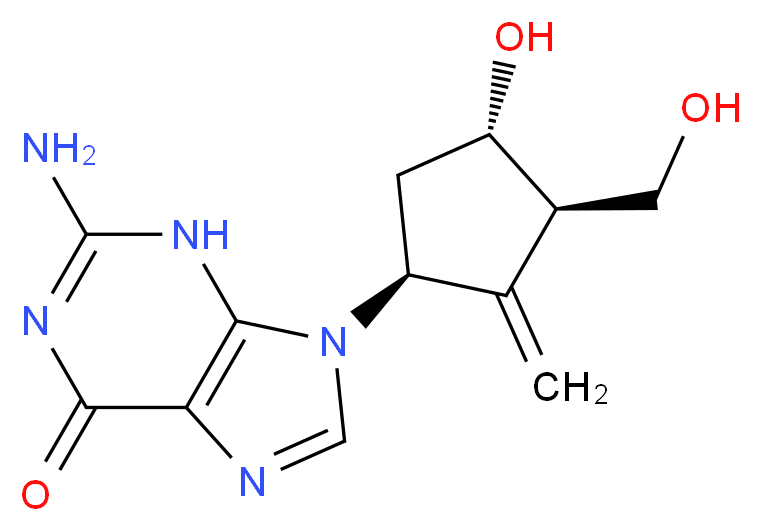 2-amino-9-[(1S,3R,4S)-4-hydroxy-3-(hydroxymethyl)-2-methylidenecyclopentyl]-6,9-dihydro-3H-purin-6-one_分子结构_CAS_142217-69-4