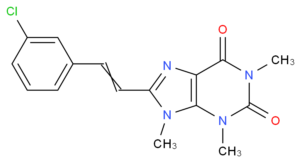 8-[2-(3-chlorophenyl)ethenyl]-1,3,9-trimethyl-2,3,6,9-tetrahydro-1H-purine-2,6-dione_分子结构_CAS_147700-11-6