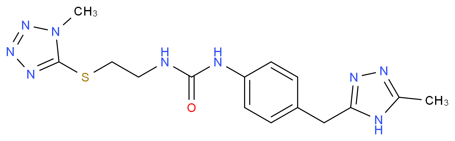 N-{2-[(1-methyl-1H-tetrazol-5-yl)thio]ethyl}-N'-{4-[(5-methyl-4H-1,2,4-triazol-3-yl)methyl]phenyl}urea_分子结构_CAS_)