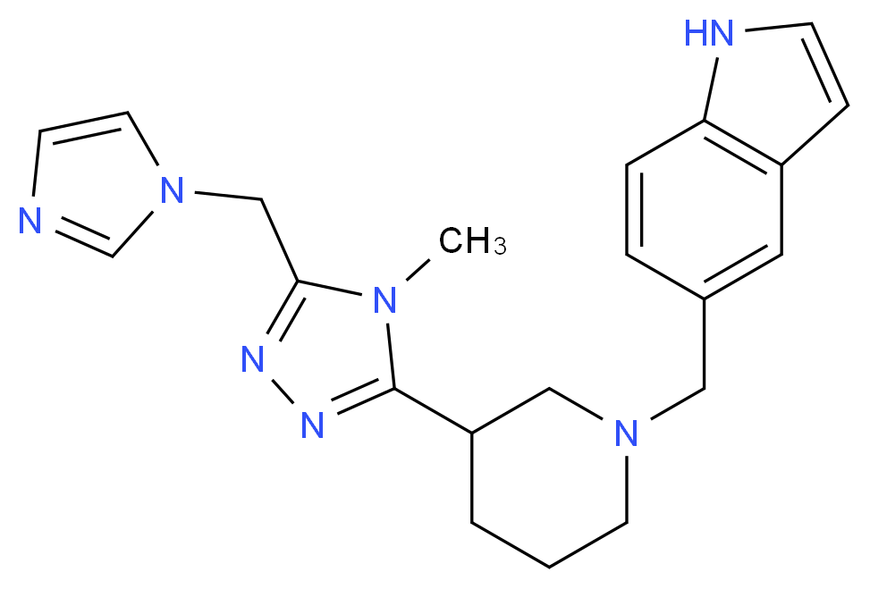 5-({3-[5-(1H-imidazol-1-ylmethyl)-4-methyl-4H-1,2,4-triazol-3-yl]piperidin-1-yl}methyl)-1H-indole_分子结构_CAS_)