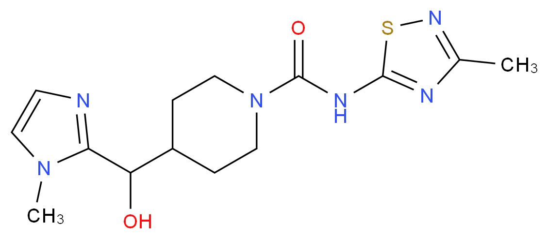 4-[hydroxy(1-methyl-1H-imidazol-2-yl)methyl]-N-(3-methyl-1,2,4-thiadiazol-5-yl)piperidine-1-carboxamide_分子结构_CAS_)