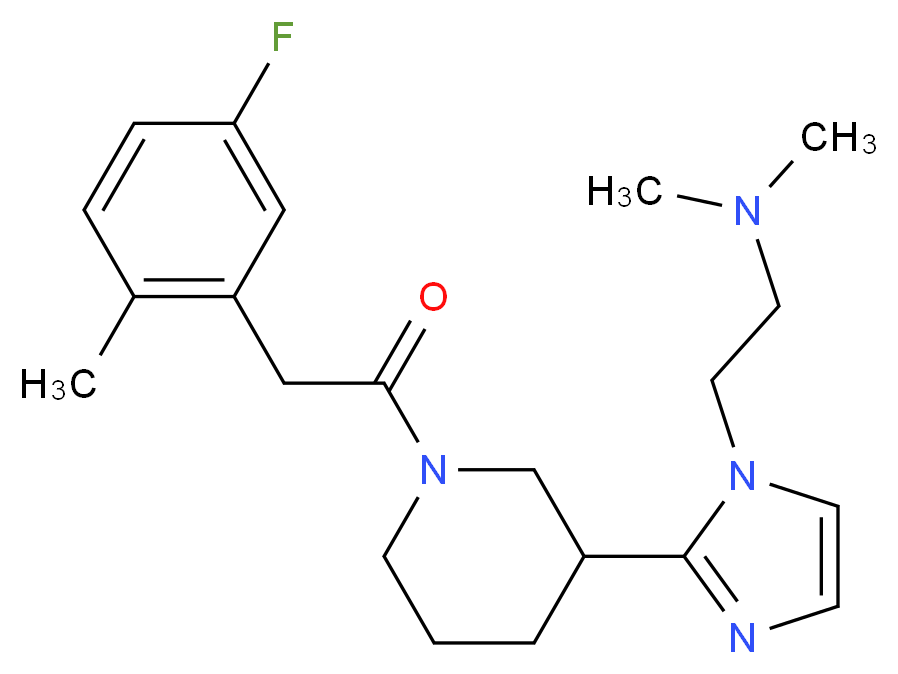 2-(2-{1-[(5-fluoro-2-methylphenyl)acetyl]piperidin-3-yl}-1H-imidazol-1-yl)-N,N-dimethylethanamine_分子结构_CAS_)