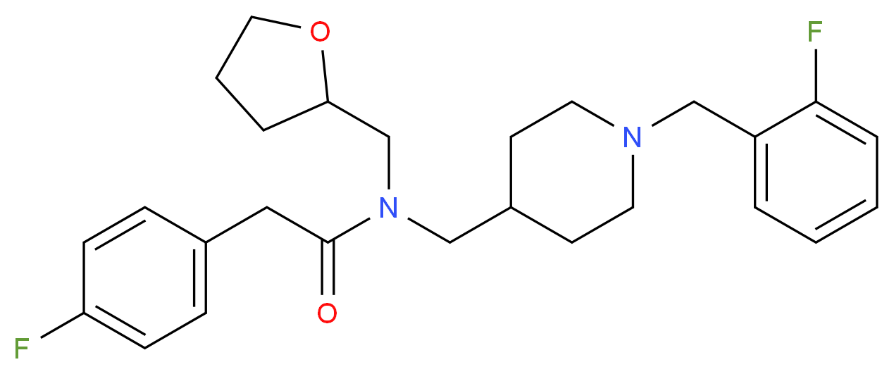 N-{[1-(2-fluorobenzyl)-4-piperidinyl]methyl}-2-(4-fluorophenyl)-N-(tetrahydro-2-furanylmethyl)acetamide_分子结构_CAS_)