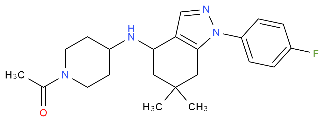 N-(1-acetyl-4-piperidinyl)-1-(4-fluorophenyl)-6,6-dimethyl-4,5,6,7-tetrahydro-1H-indazol-4-amine_分子结构_CAS_)