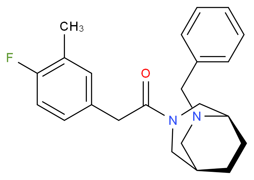 (1R*,5R*)-6-benzyl-3-[(4-fluoro-3-methylphenyl)acetyl]-3,6-diazabicyclo[3.2.2]nonane_分子结构_CAS_)