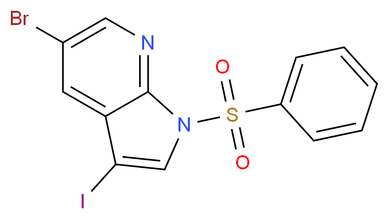 1-Benzenesulfonyl-5-bromo-3-iodo-1H-pyrrolo[2,3-b]pyridine_分子结构_CAS_)