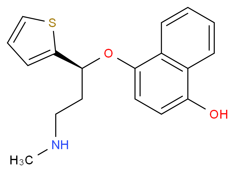 4-[(1S)-3-(methylamino)-1-(thiophen-2-yl)propoxy]naphthalen-1-ol_分子结构_CAS_662149-13-5