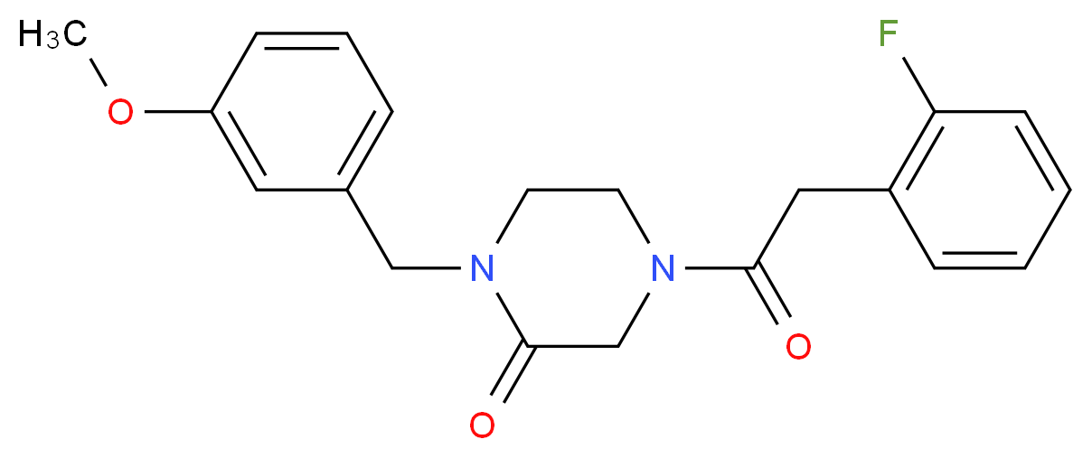 4-[(2-fluorophenyl)acetyl]-1-(3-methoxybenzyl)-2-piperazinone_分子结构_CAS_)
