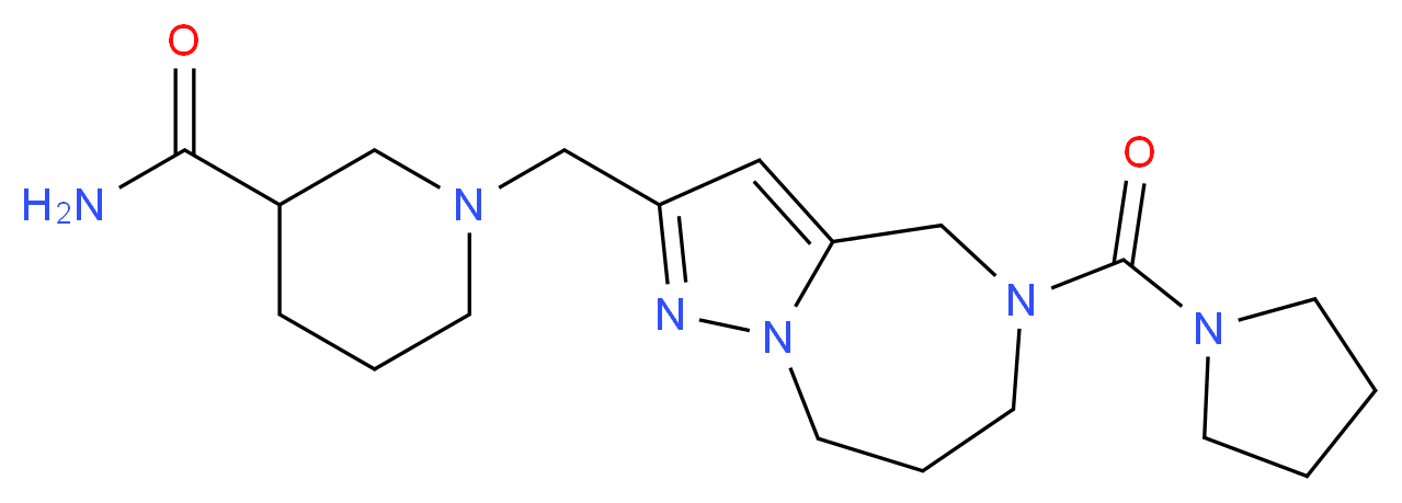 1-{[5-(1-pyrrolidinylcarbonyl)-5,6,7,8-tetrahydro-4H-pyrazolo[1,5-a][1,4]diazepin-2-yl]methyl}-3-piperidinecarboxamide_分子结构_CAS_)