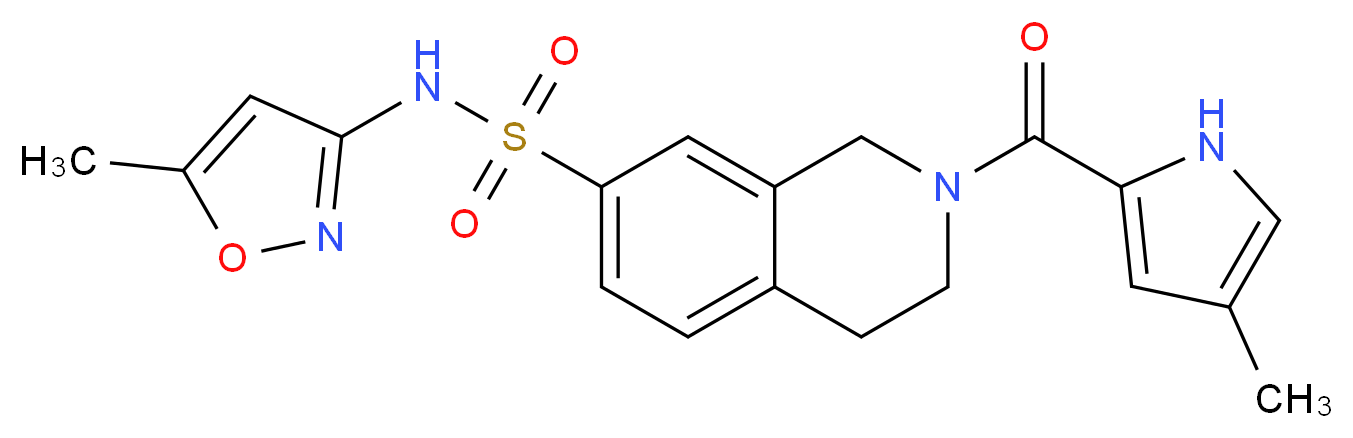 N-(5-methylisoxazol-3-yl)-2-[(4-methyl-1H-pyrrol-2-yl)carbonyl]-1,2,3,4-tetrahydroisoquinoline-7-sulfonamide_分子结构_CAS_)