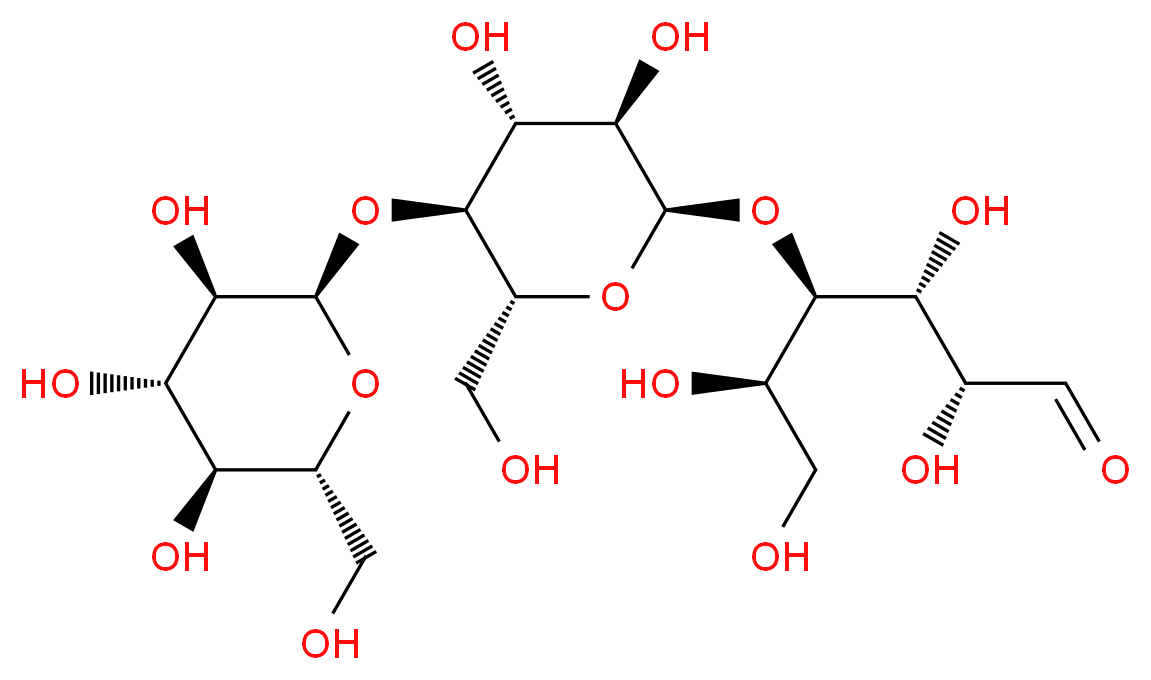 (2R,3R,4R,5R)-4-{[(2R,3R,4R,5S,6R)-3,4-dihydroxy-6-(hydroxymethyl)-5-{[(2R,3R,4S,5S,6R)-3,4,5-trihydroxy-6-(hydroxymethyl)oxan-2-yl]oxy}oxan-2-yl]oxy}-2,3,5,6-tetrahydroxyhexanal_分子结构_CAS_1109-28-0