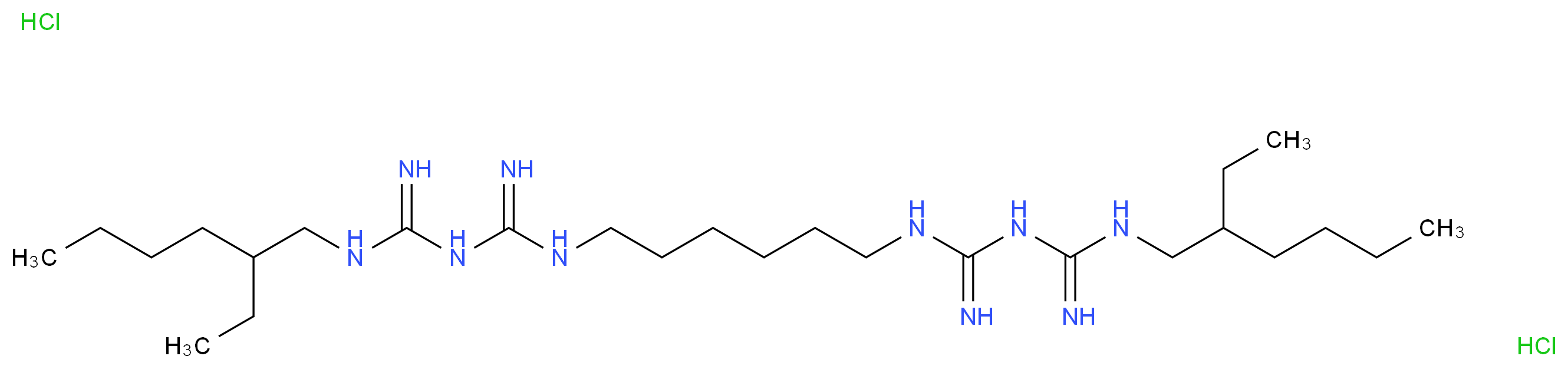 1,1'-Hexamethylenebis[5-(2-ethylhexyl)]biguanide dihydrochloride_分子结构_CAS_1715-30-6)