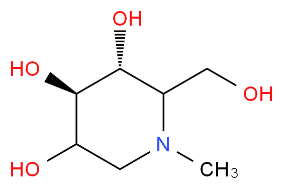 (3R,4R)-2-(hydroxymethyl)-1-methylpiperidine-3,4,5-triol_分子结构_CAS_69567-10-8