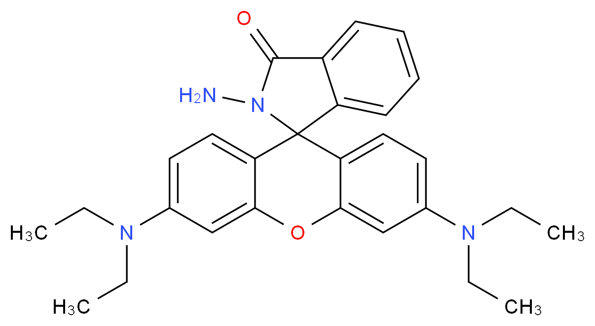 2-amino-3',6'-bis(diethylamino)-2,3-dihydrospiro[isoindole-1,9'-xanthene]-3-one_分子结构_CAS_74317-53-6