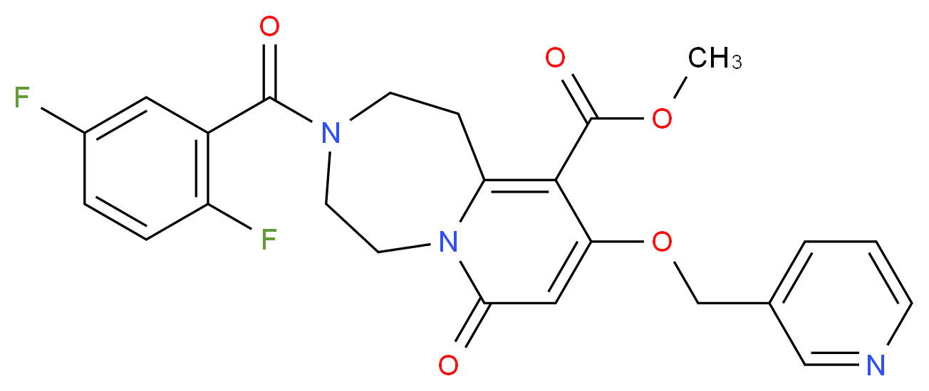 methyl 3-(2,5-difluorobenzoyl)-7-oxo-9-(3-pyridinylmethoxy)-1,2,3,4,5,7-hexahydropyrido[1,2-d][1,4]diazepine-10-carboxylate_分子结构_CAS_)