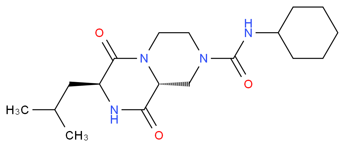 (7S,9aR)-N-cyclohexyl-7-isobutyl-6,9-dioxooctahydro-2H-pyrazino[1,2-a]pyrazine-2-carboxamide_分子结构_CAS_)