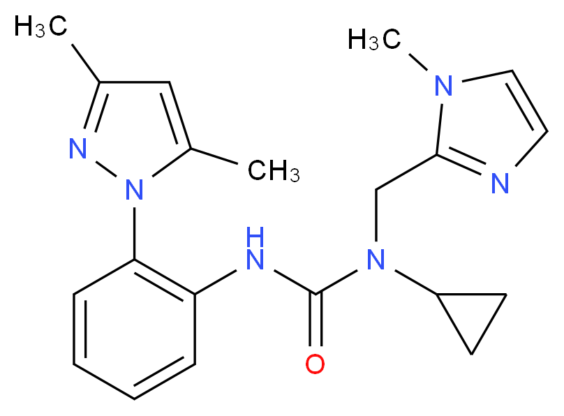 N-cyclopropyl-N'-[2-(3,5-dimethyl-1H-pyrazol-1-yl)phenyl]-N-[(1-methyl-1H-imidazol-2-yl)methyl]urea_分子结构_CAS_)