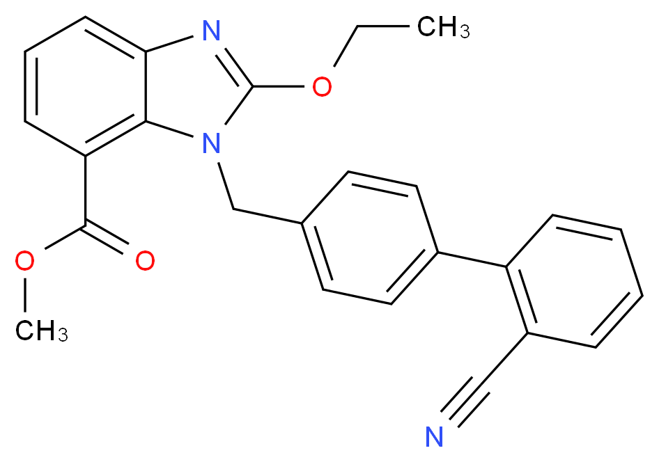 methyl 1-{[4-(2-cyanophenyl)phenyl]methyl}-2-ethoxy-1H-1,3-benzodiazole-7-carboxylate_分子结构_CAS_139481-44-0