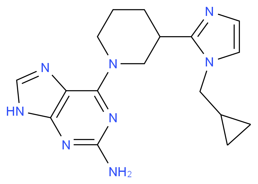 6-{3-[1-(cyclopropylmethyl)-1H-imidazol-2-yl]-1-piperidinyl}-9H-purin-2-amine_分子结构_CAS_)