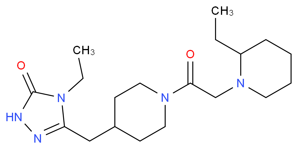 4-ethyl-5-({1-[(2-ethylpiperidin-1-yl)acetyl]piperidin-4-yl}methyl)-2,4-dihydro-3H-1,2,4-triazol-3-one_分子结构_CAS_)