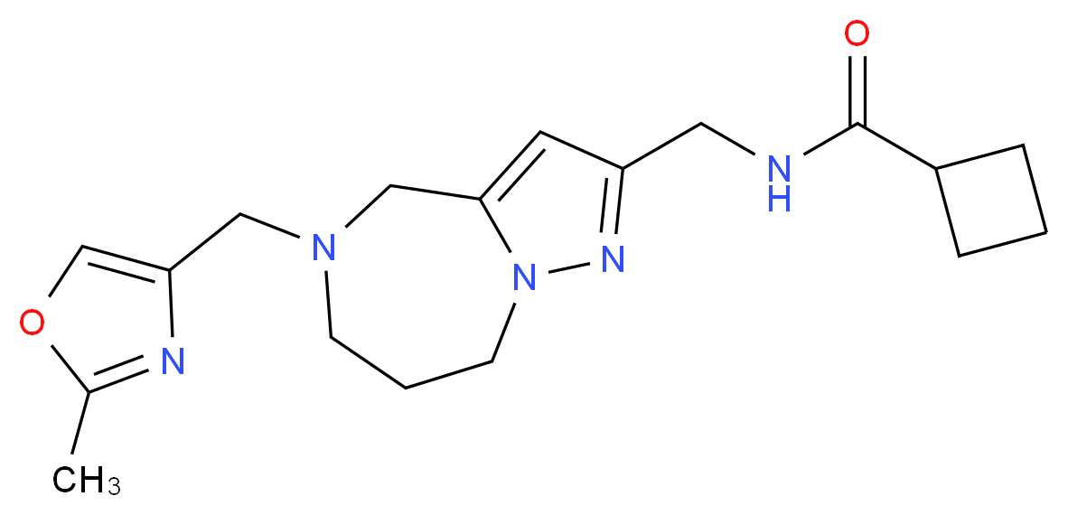 N-({5-[(2-methyl-1,3-oxazol-4-yl)methyl]-5,6,7,8-tetrahydro-4H-pyrazolo[1,5-a][1,4]diazepin-2-yl}methyl)cyclobutanecarboxamide_分子结构_CAS_)