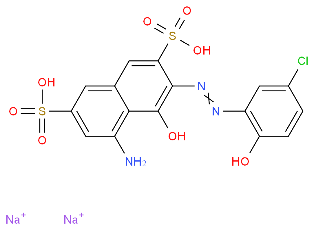 disodium 5-amino-3-[2-(5-chloro-2-hydroxyphenyl)diazen-1-yl]-4-hydroxynaphthalene-2,7-disulfonic acid_分子结构_CAS_6222-44-2