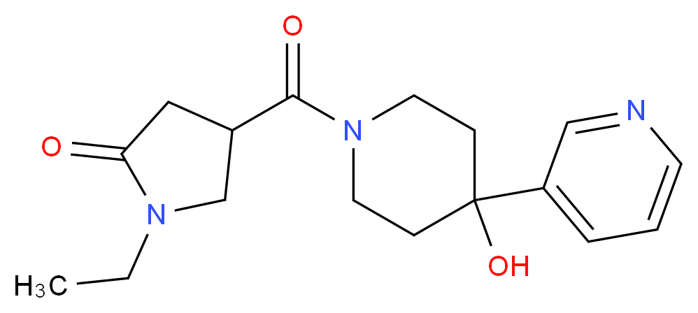 1-ethyl-4-{[4-hydroxy-4-(3-pyridinyl)-1-piperidinyl]carbonyl}-2-pyrrolidinone_分子结构_CAS_)
