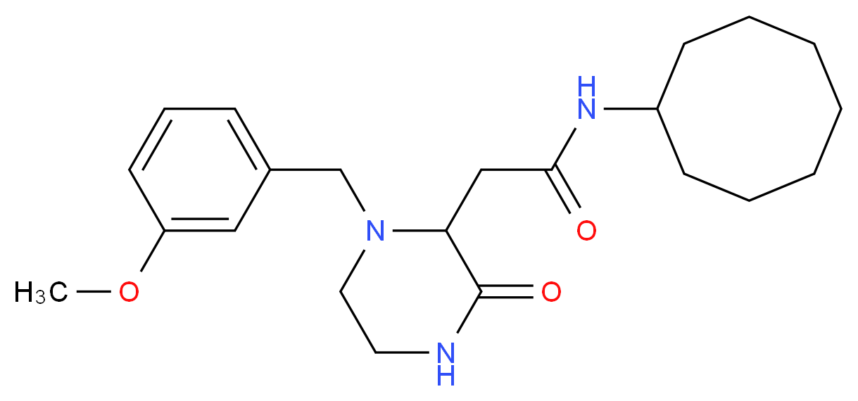 N-cyclooctyl-2-[1-(3-methoxybenzyl)-3-oxo-2-piperazinyl]acetamide_分子结构_CAS_)