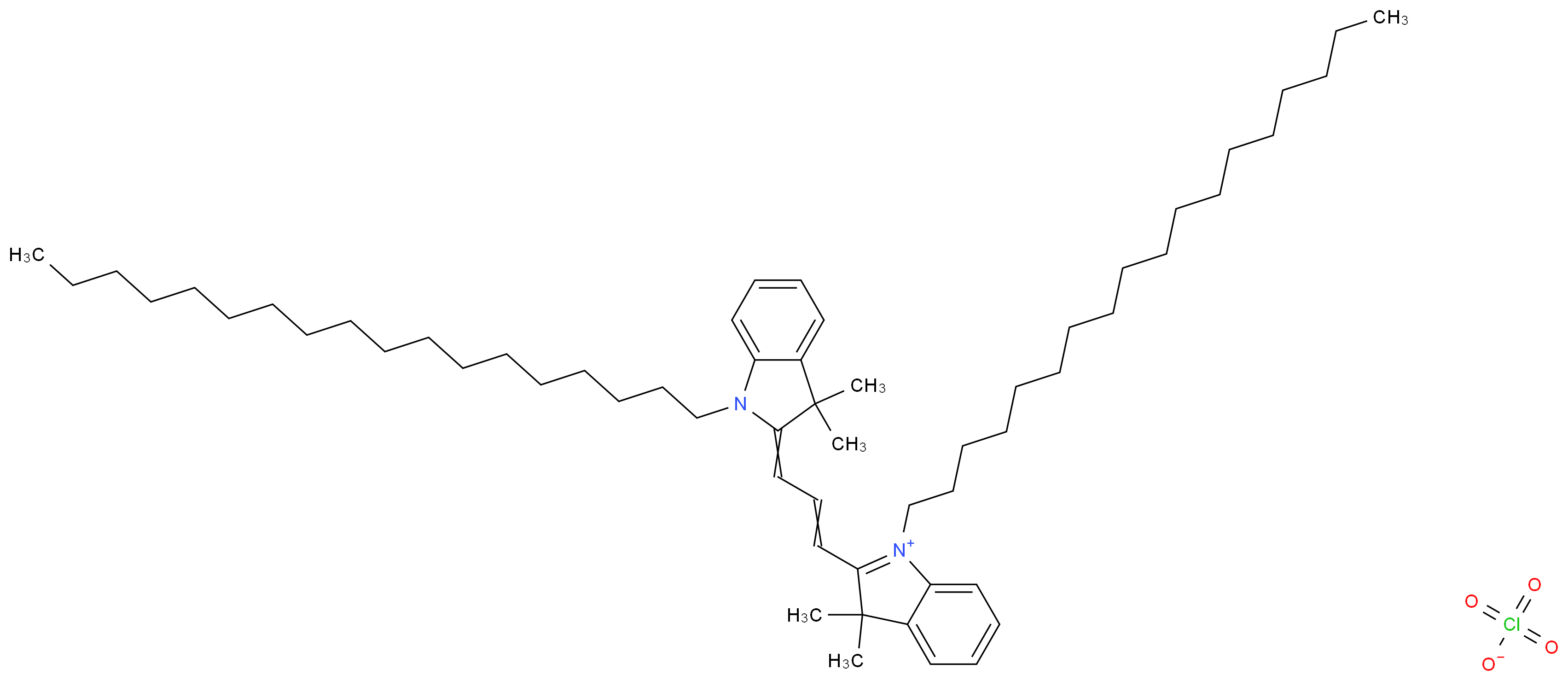 1,1′-Dioctadecyl-3,3,3′,3′-tetramethylindocarbocyanine perchlorate_分子结构_CAS_41085-99-8)