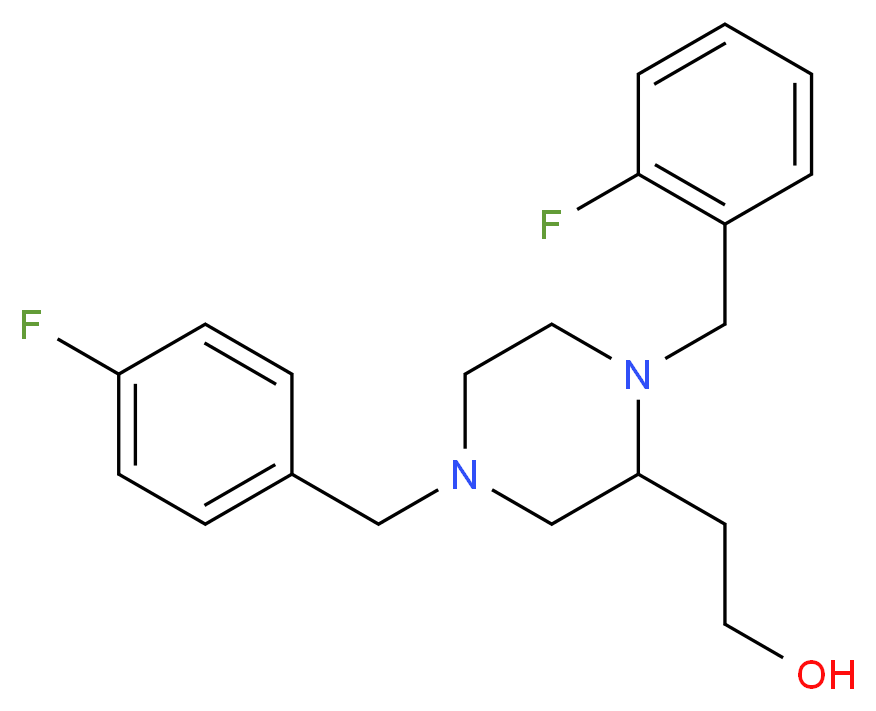 2-[1-(2-fluorobenzyl)-4-(4-fluorobenzyl)-2-piperazinyl]ethanol_分子结构_CAS_)