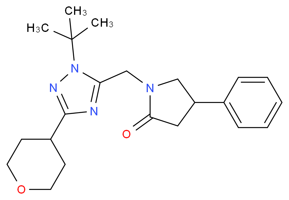 1-{[1-tert-butyl-3-(tetrahydro-2H-pyran-4-yl)-1H-1,2,4-triazol-5-yl]methyl}-4-phenylpyrrolidin-2-one_分子结构_CAS_)
