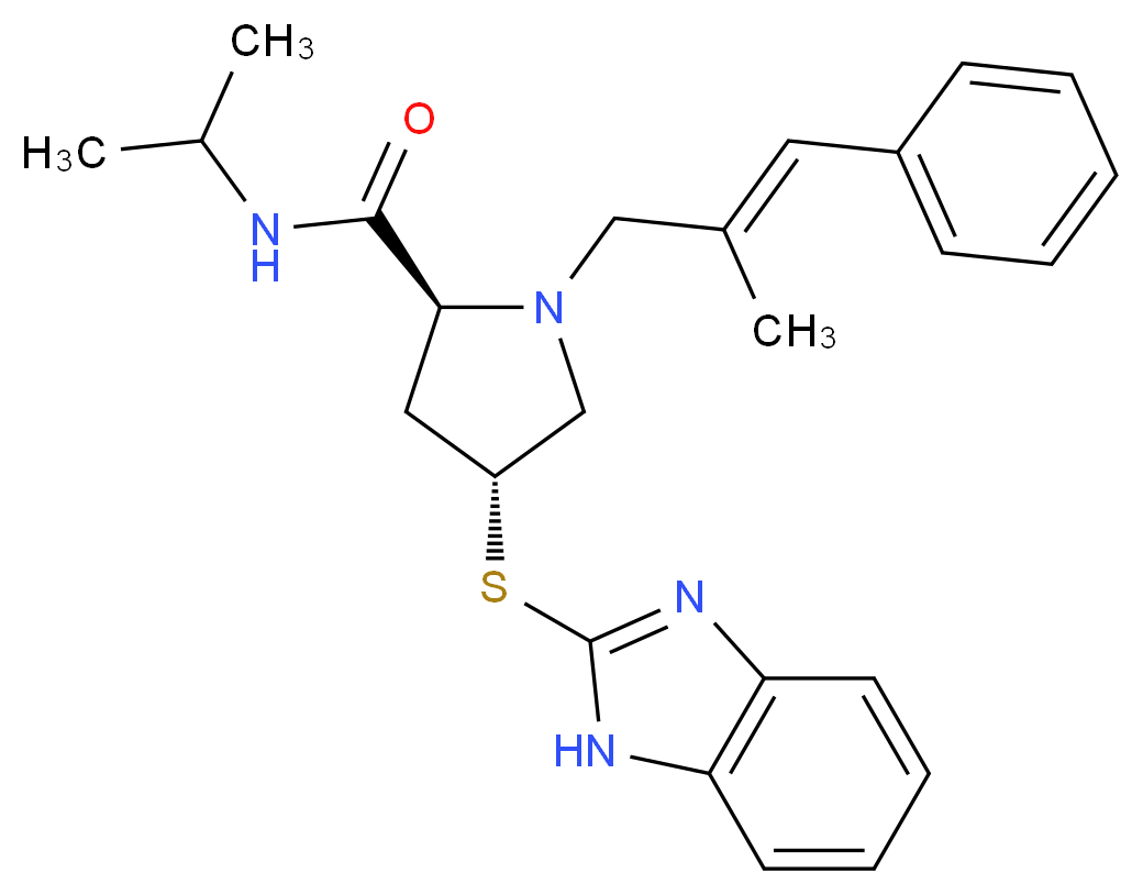 (4R)-4-(1H-benzimidazol-2-ylthio)-N-isopropyl-1-[(2E)-2-methyl-3-phenyl-2-propen-1-yl]-L-prolinamide_分子结构_CAS_)