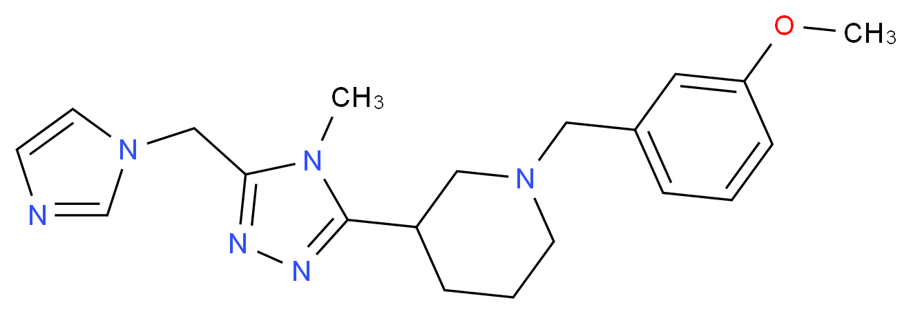 3-[5-(1H-imidazol-1-ylmethyl)-4-methyl-4H-1,2,4-triazol-3-yl]-1-(3-methoxybenzyl)piperidine_分子结构_CAS_)