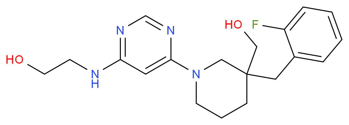 2-({6-[3-(2-fluorobenzyl)-3-(hydroxymethyl)piperidin-1-yl]pyrimidin-4-yl}amino)ethanol_分子结构_CAS_)